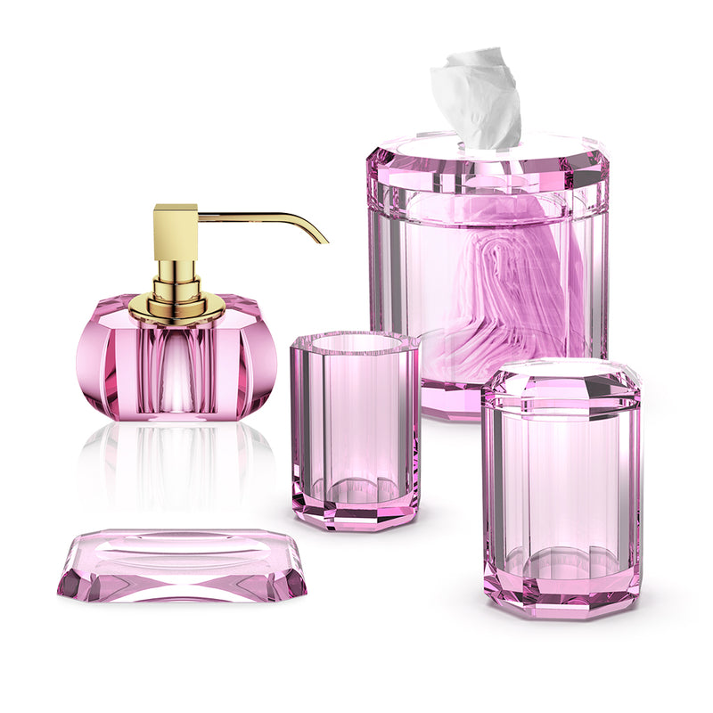 Kristall Bathroom Accessories Set - Free Standing - Glass/Pink