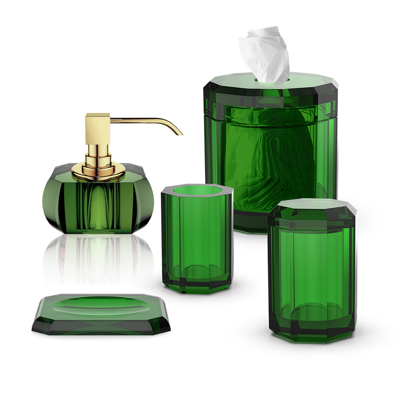 Kristall Bathroom Accessories Set - Free Standing - Glass/Green