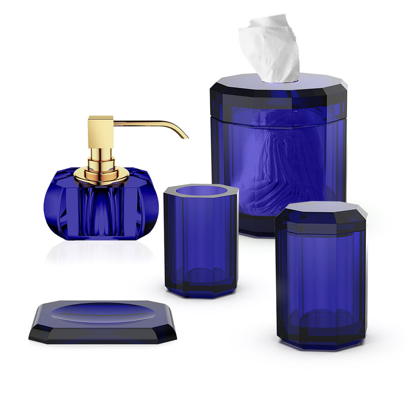 Kristall Bathroom Accessories Set - Free Standing - Glass/Capri Blue