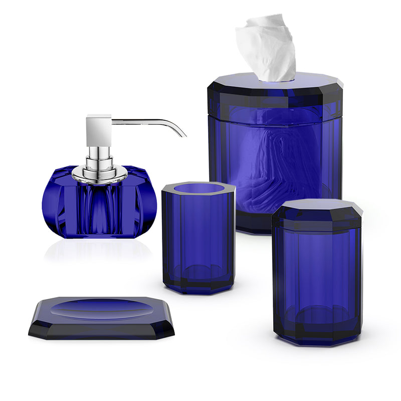 Kristall Bathroom Accessories Set - Free Standing - Glass/Capri Blue