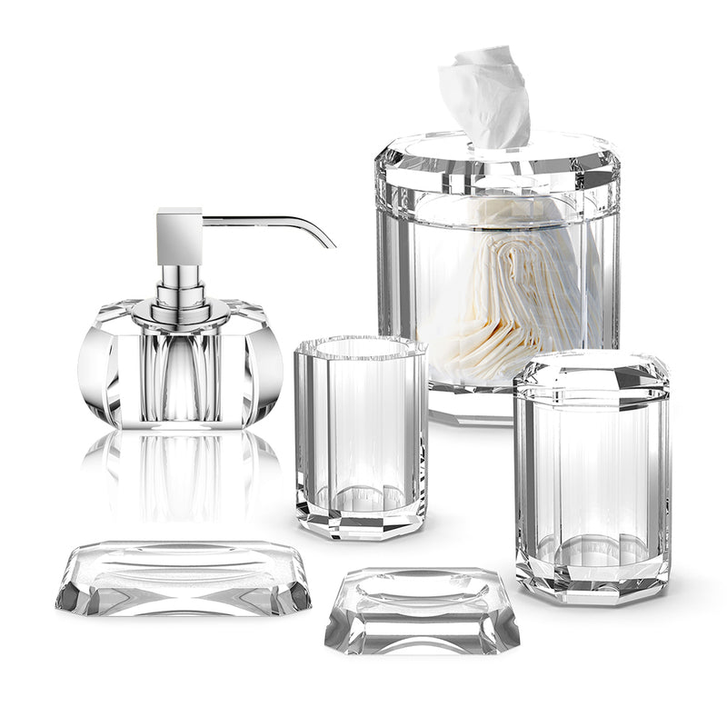 Kristall Bathroom Accessories Set - Free Standing - Glass/Clear