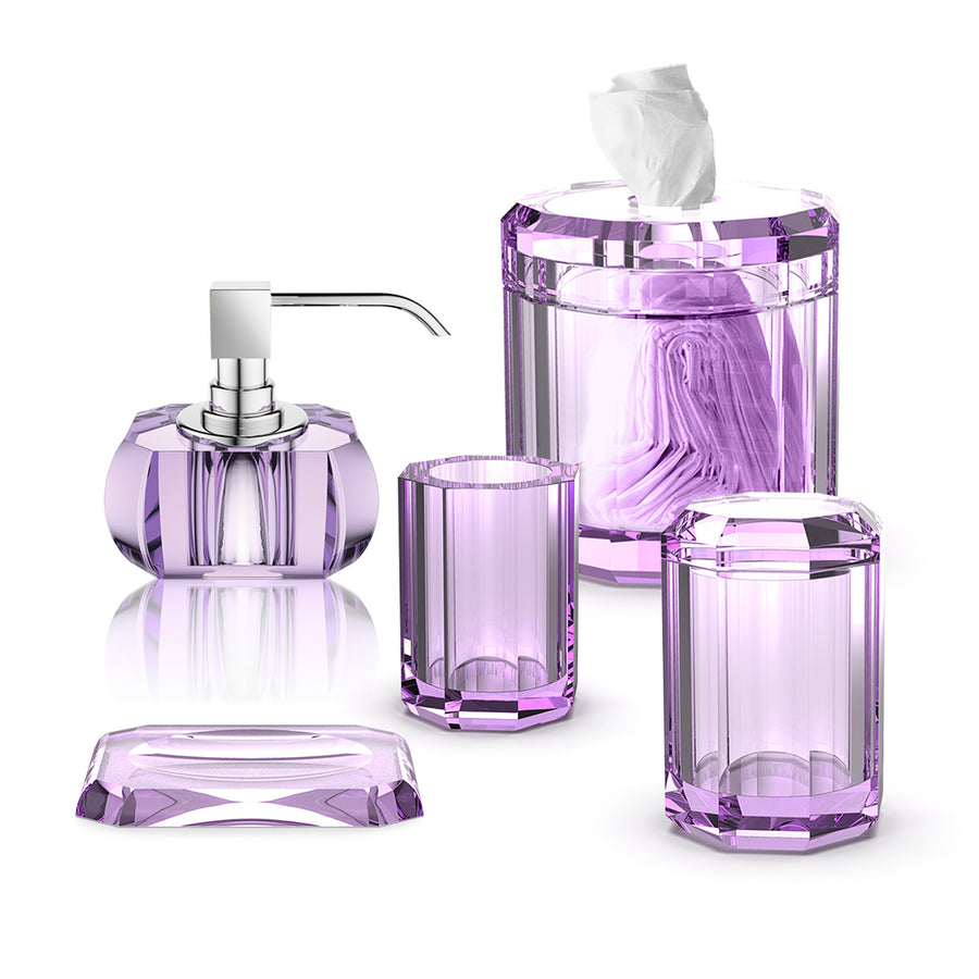 Kristall Bathroom Accessories Set - Free Standing - Glass/Violet