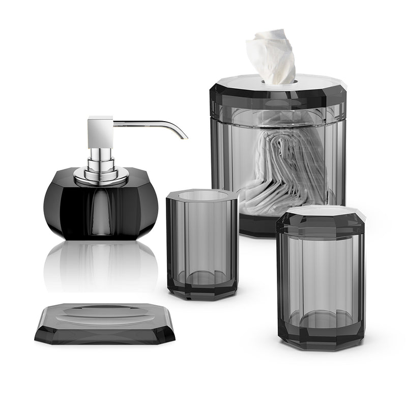 Kristall Bathroom Accessories Set - Free Standing - Glass/Anthracite /Chrome