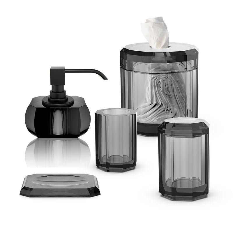 Kristall Bathroom Accessories Set - Free Standing - Glass/Anthracite/Black