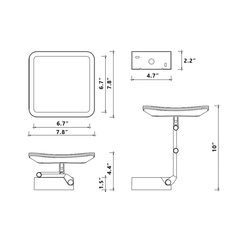 Brick Vision S 5X Make-Up Mirror - Wall Mount - 8" Glass/Matt Black