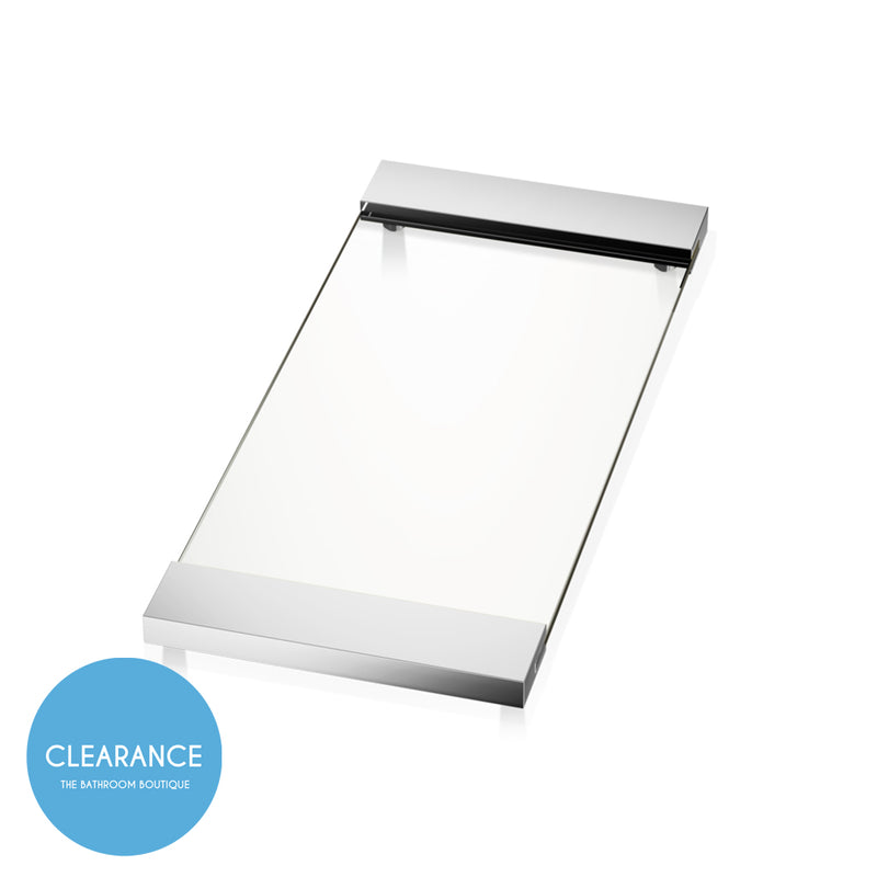 Corner Tray - Free Standing - 15" Brass/Glass/Polished Chrome - Last Unit Special Offer