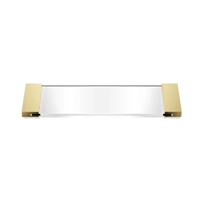 Corner Small Tray - Free Standing - 13" Brass/Clear Glass/Karat Gold