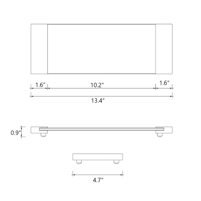 Corner Small Tray - Free Standing - 13" Brass/Clear Glass/Matt Dark Metal