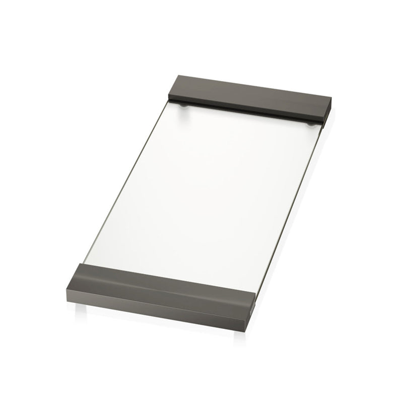 Corner Tray - Free Standing - 15" Brass/Clear Glass/Matt Dark Metal
