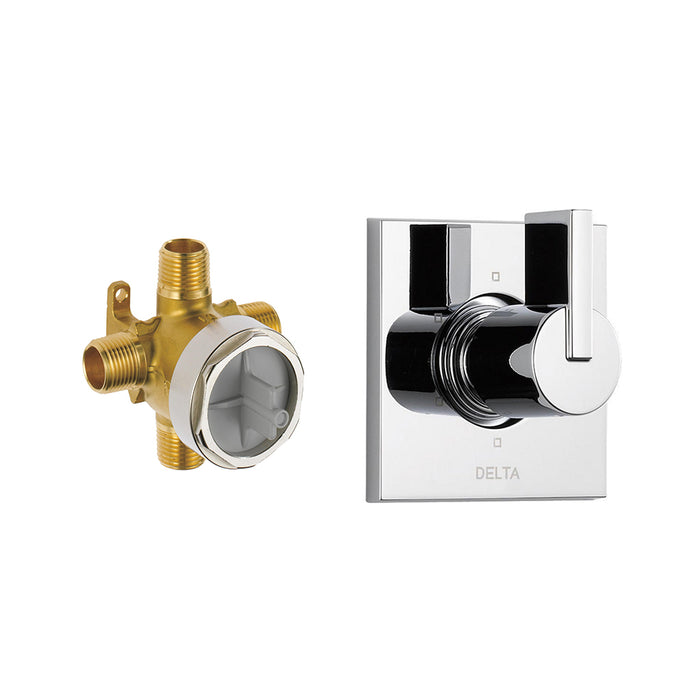 Vero 3 Way 6 Functions Complete Shower Diverter - Wall Mount - 5" Brass/Polished Chrome
