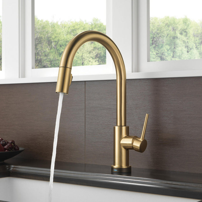 Trinsic Pull Out Touch Kitchen Faucet - Single Hole - 17" Brass/Champagne Bronze