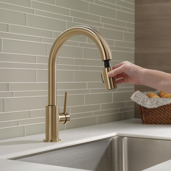 Trinsic Pull Out Kitchen Faucet - Single Hole - 16" Brass/Champagne Bronze