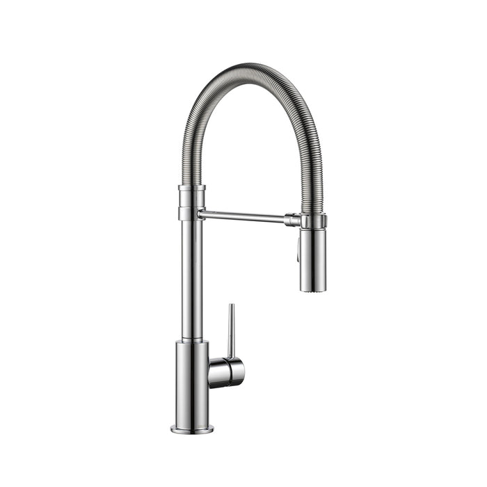 Trinsic Pull Out Pro Kitchen Faucet - Single Hole - 20" Brass/Polished Chrome