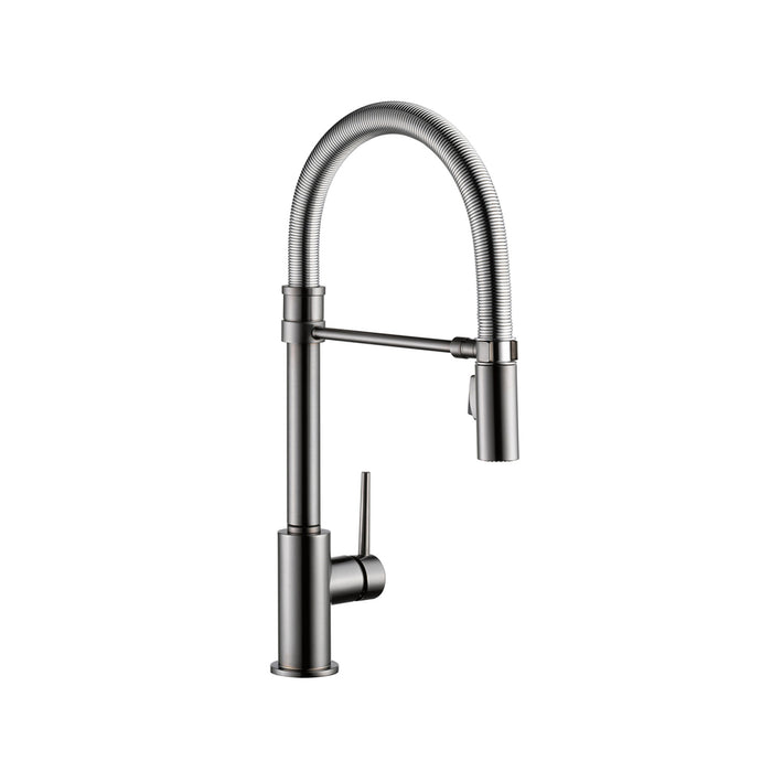 Trinsic Pull Out Pro Kitchen Faucet - Single Hole - 20" Brass/Black Stainless