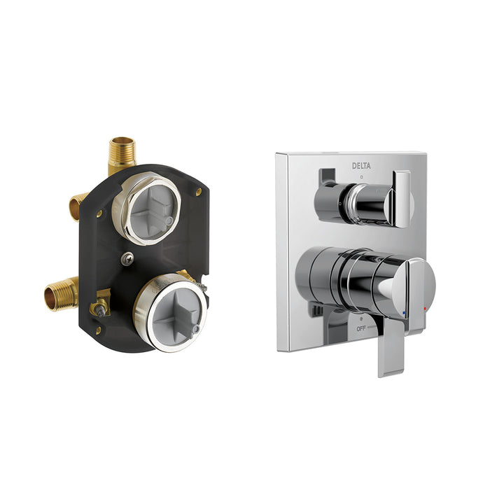 Ara 3 Function Complete Shower Mixer - Wall Mount - 7" Brass/Polished Chrome