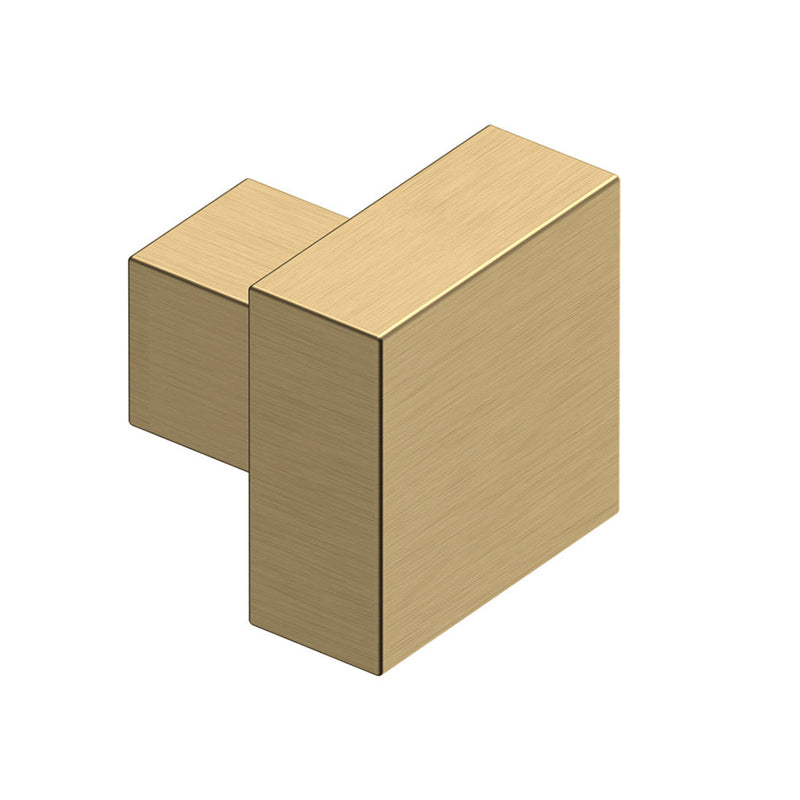 Square Cabinet Knob - Cabinet Mount - 2" Brass/Brushed Brass