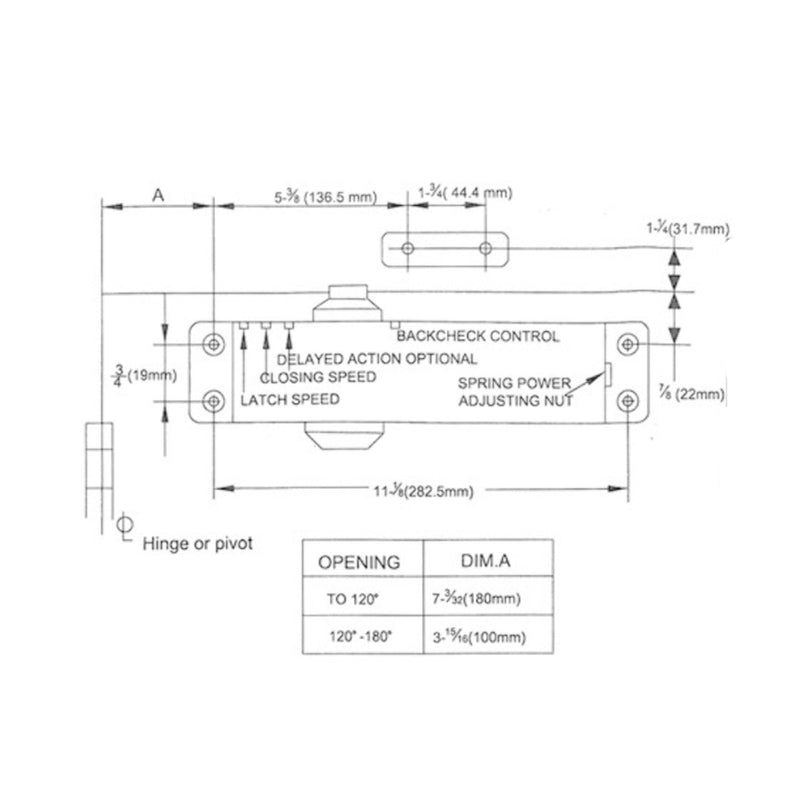Universal Door Closer - Door Mount - 11" Aluminum/Aluminum