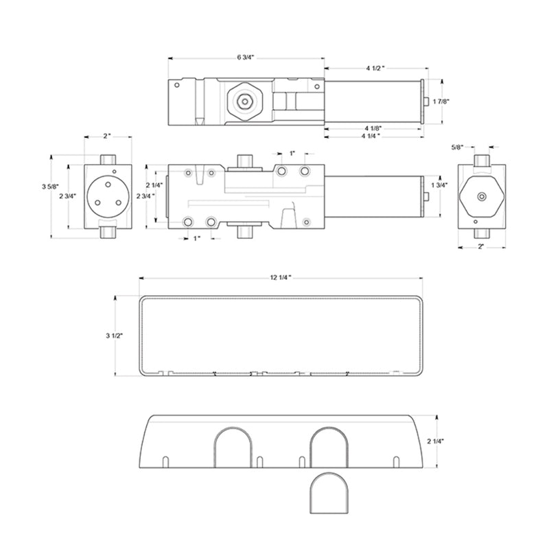 Universal Door Closer - Door Mount - 12" Cast Iron/White