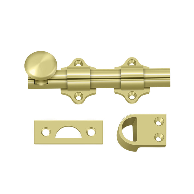 Dutch Door Bolt - Door Mount - 4" Brass/Polished Brass