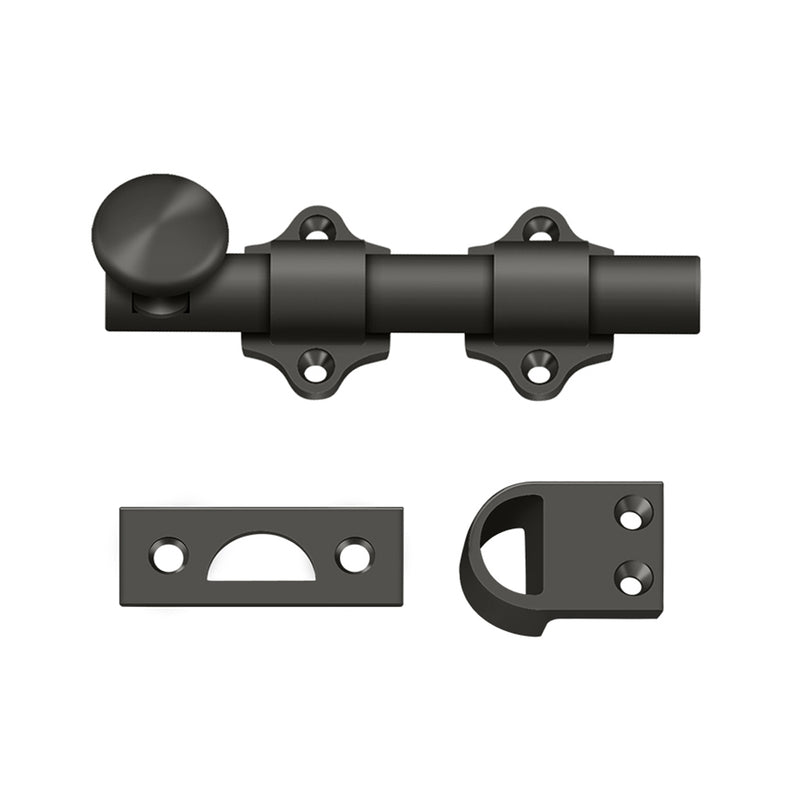 Dutch Door Bolt - Door Mount - 4" Brass/Oil Rubbed Bronze