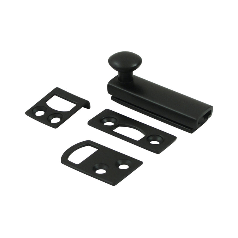 Universal Concealed Screw Door Bolt - Door Mount - 2" Brass/Paint Black