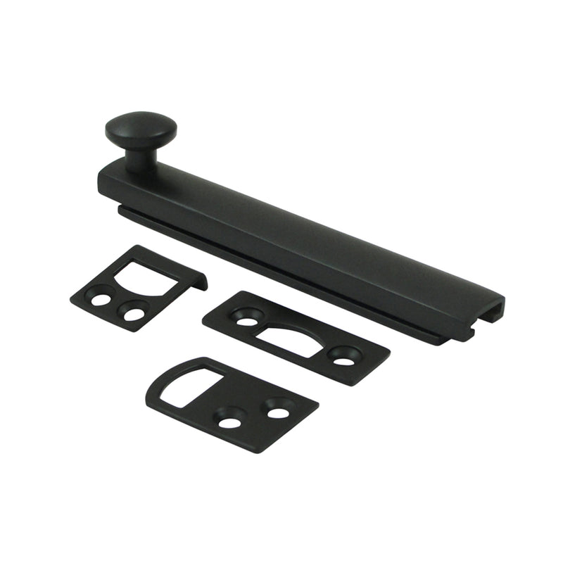 Universal Concealed Screw Door Bolt - Door Mount - 4" Brass/Paint Black