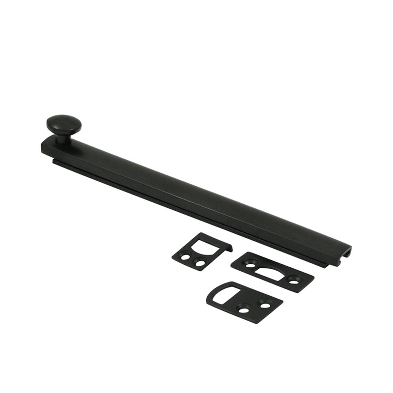 Universal Concealed Screw Door Bolt - Door Mount - 6" Brass/Paint Black