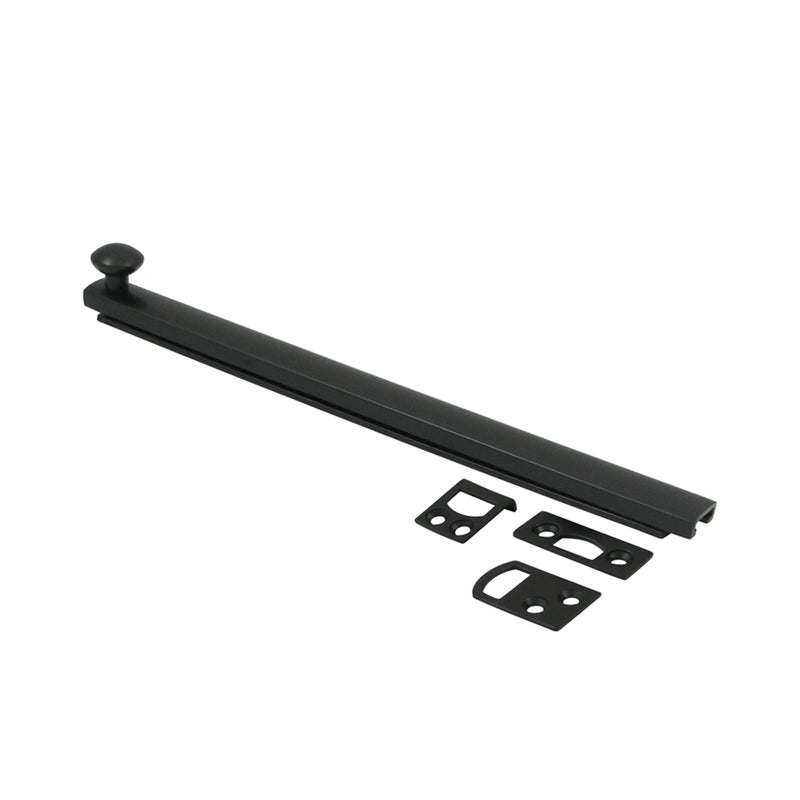 Universal Concealed Screw Door Bolt - Door Mount - 8" Brass/Paint Black