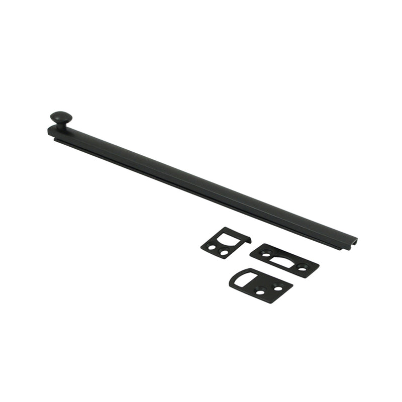 Universal Concealed Screw Door Bolt - Door Mount - 12" Brass/Paint Black