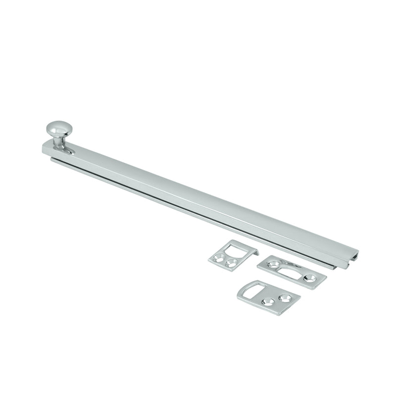 Universal Concealed Screw Door Bolt - Door Mount - 8" Brass/Polished Chrome