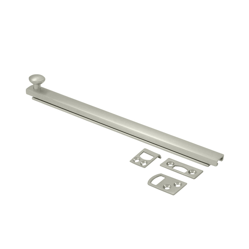Universal Concealed Screw Door Bolt - Door Mount - 8" Brass/Brushed Nickel