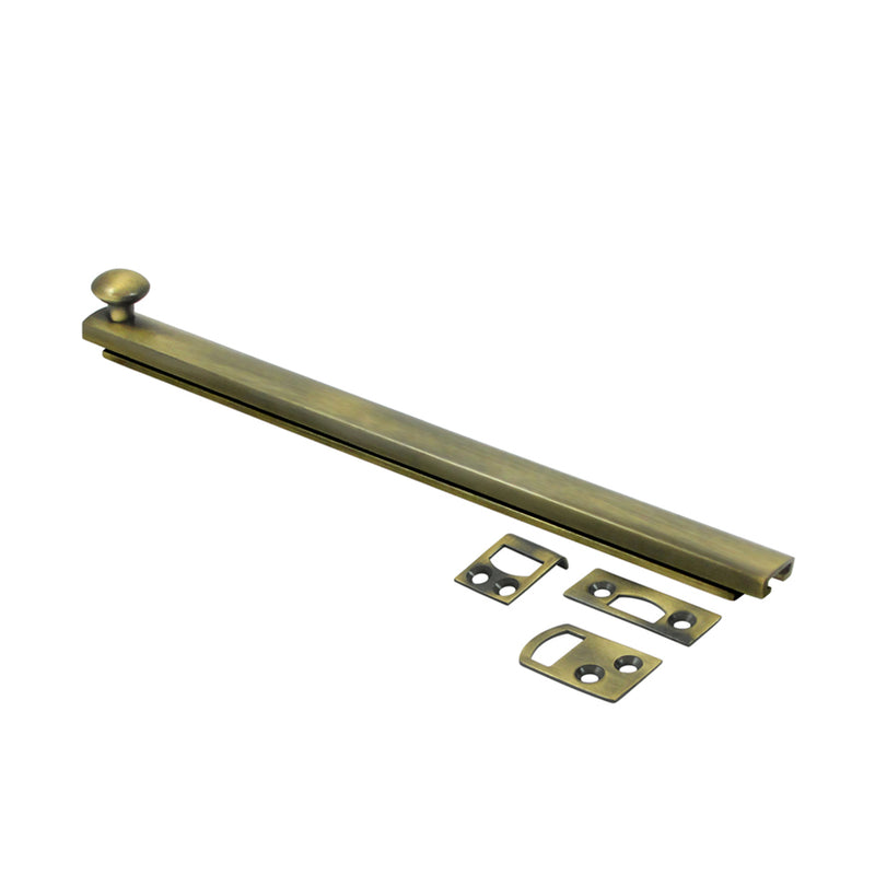 Universal Concealed Screw Door Bolt - Door Mount - 8" Brass/Antique Brass