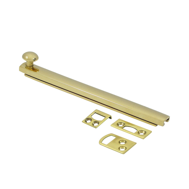 Universal Concealed Screw Door Bolt - Door Mount - 6" Brass/Polished Brass