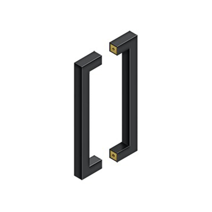 Square Door Pull Handle - Door Mount - 12" Stainless Steel/Paint Black