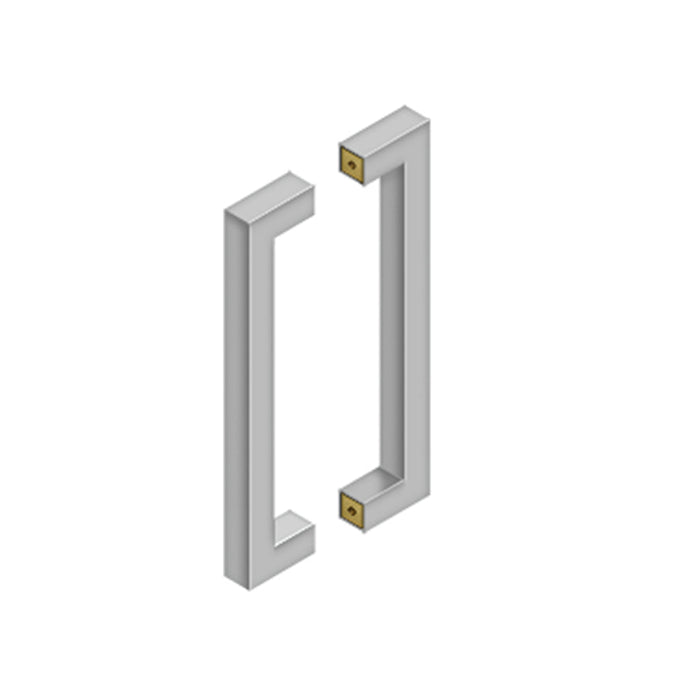 Square Door Pull Handle - Door Mount - 12" Stainless Steel/Brushed Stainless Steel