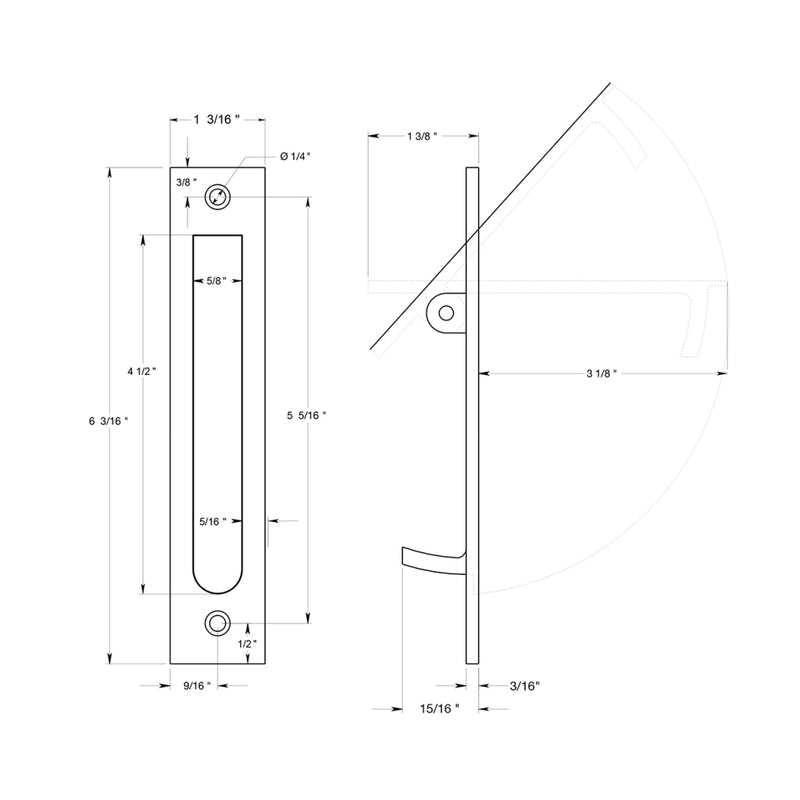 Universal Door Pull Handle - Door Mount - 7" Brass/Polished Chrome