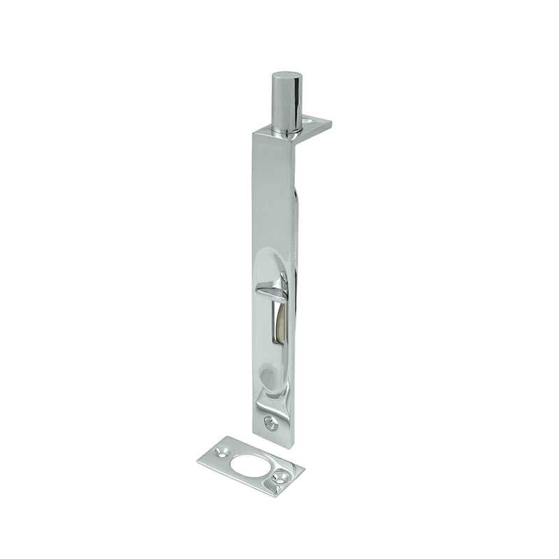 Universal Flush Bolt - Door Mount - 6" Brass/Polished Chrome