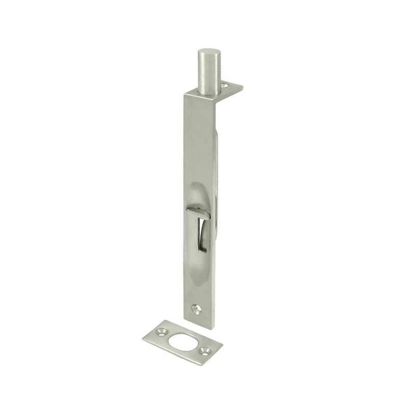 Universal Flush Bolt - Door Mount - 6" Brass/Brushed Nickel
