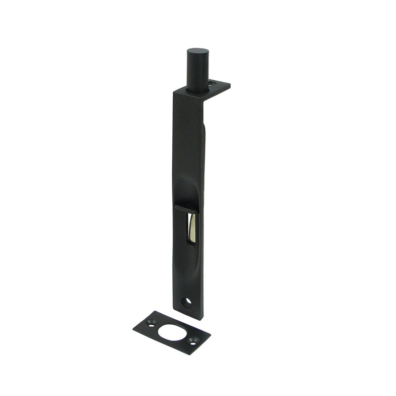 Universal Flush Bolt - Door Mount - 6" Brass/Paint Black