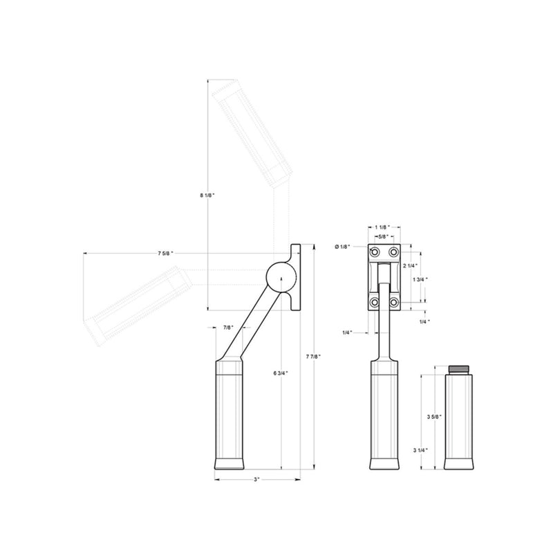 Universal Kickdown Holder - Door Mount - 7" Brass/Brushed Nickel