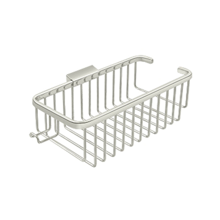Wire Rectangular Shower Basket - Wall Mount - 11" Brass/Polished Nickel