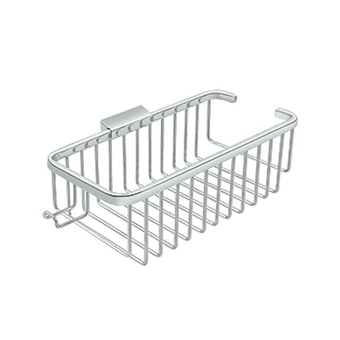 Wire Rectangular Shower Basket - Wall Mount - 11" Brass/Polished Chrome