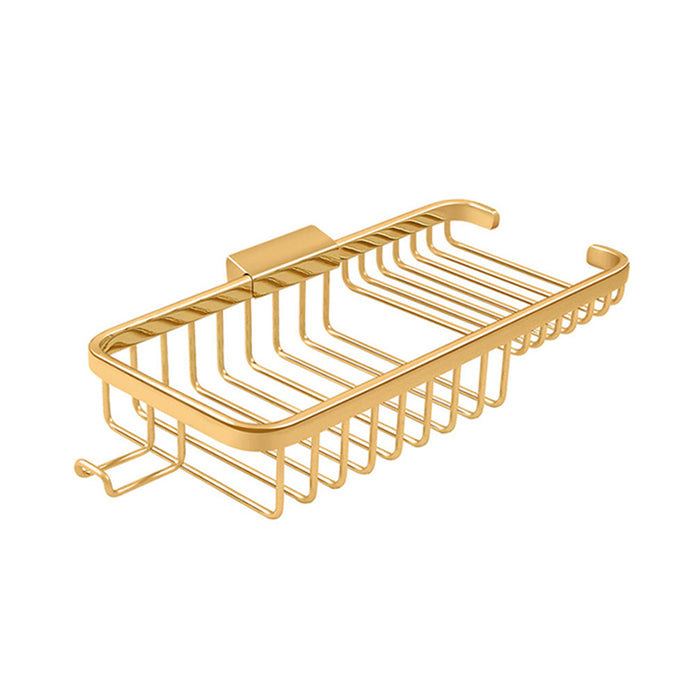 Wire Rectangular Shower Basket - Wall Mount - 11" Brass/Polished Brass