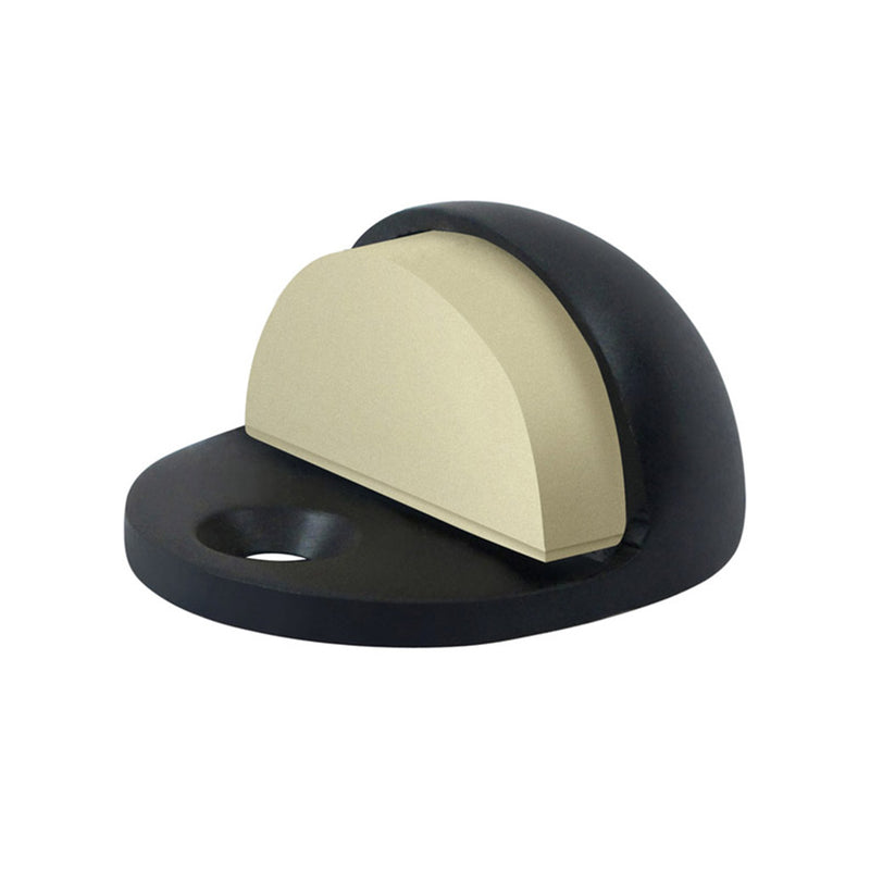 Dome Low Profile Door Stop - Floor Mount - 2" Brass/Paint Black