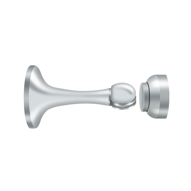 Magnetic Door Stop - Door Mount - 3" Brass/Polished Chrome