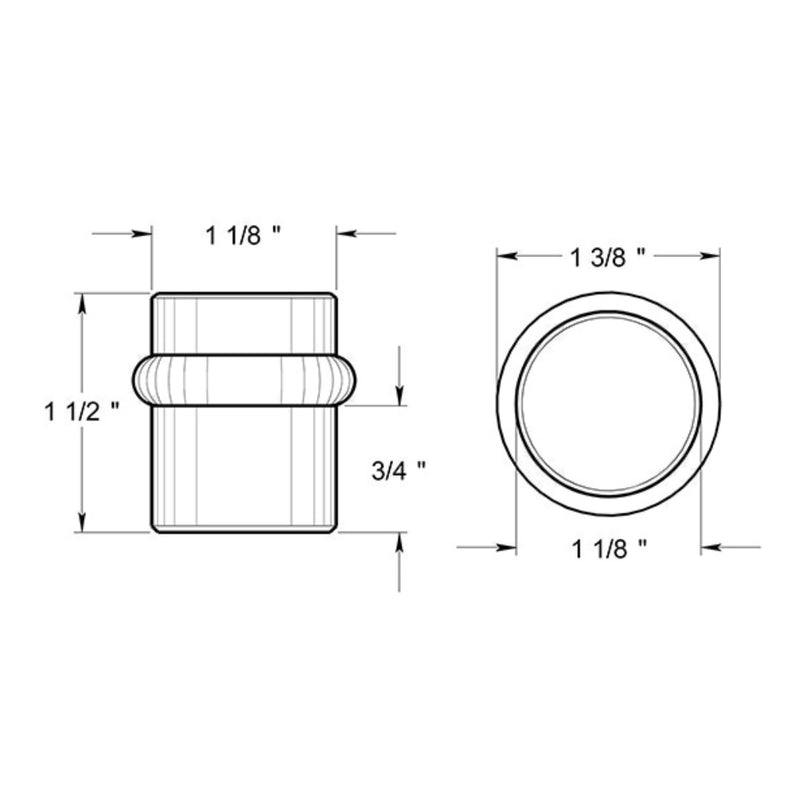 Universal Door Stop - Door Mount - 2" Brass/Brushed Brass