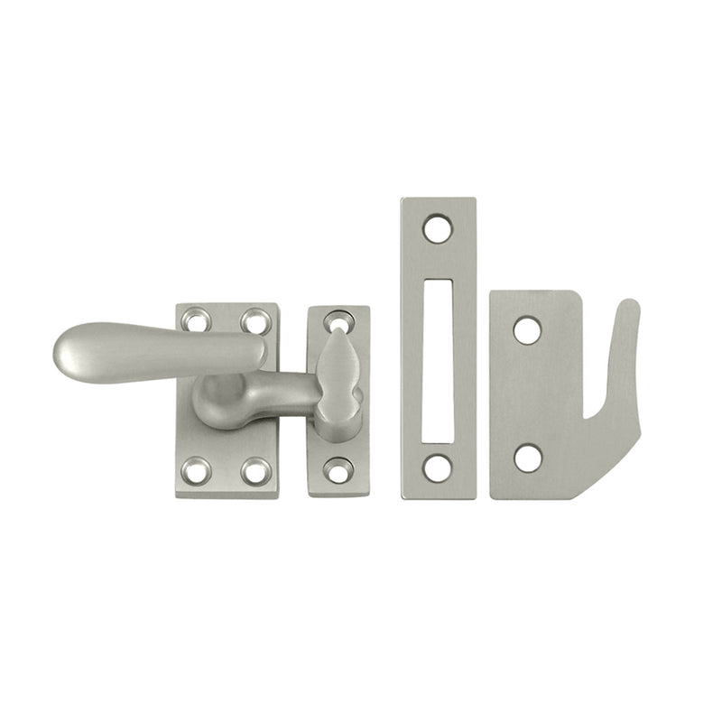 Universal Casement Fastener Medium Window Lock - Window Mount - 3" Brass/Brushed Nickel