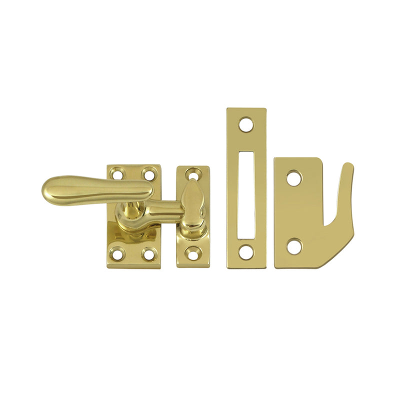 Universal Casement Fastener Medium Window Lock - Window Mount - 3" Brass/Polished Brass