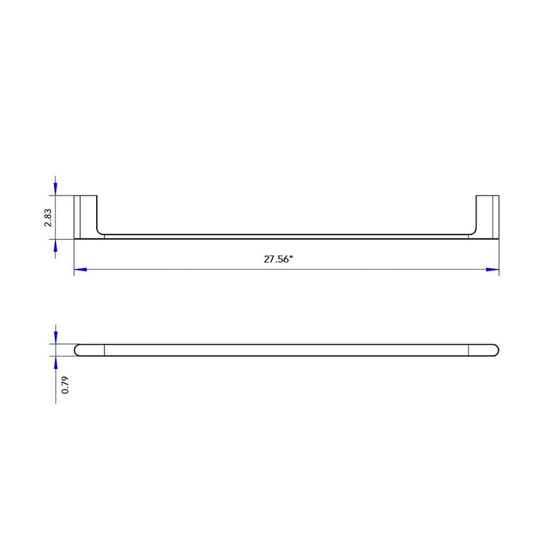Moon Single Towel Bar - Wall Mount - 28" Brass/Satin Brass