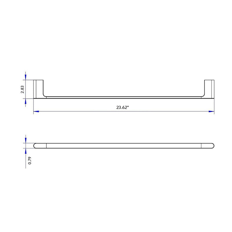 Moon Single Towel Bar - Wall Mount - 24" Brass/Satin Brass